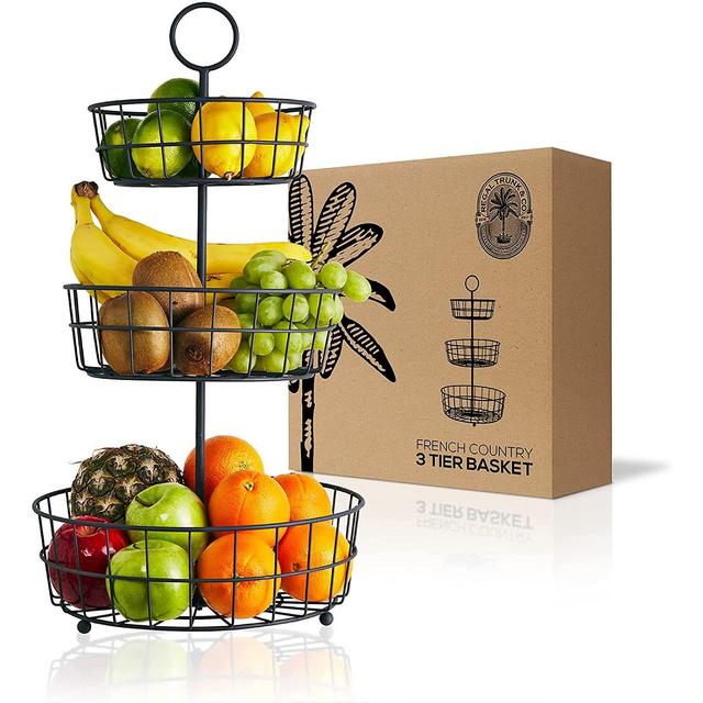 REGAL TRUNK CO Elegant 3 Tier Fruit Basket, Black
