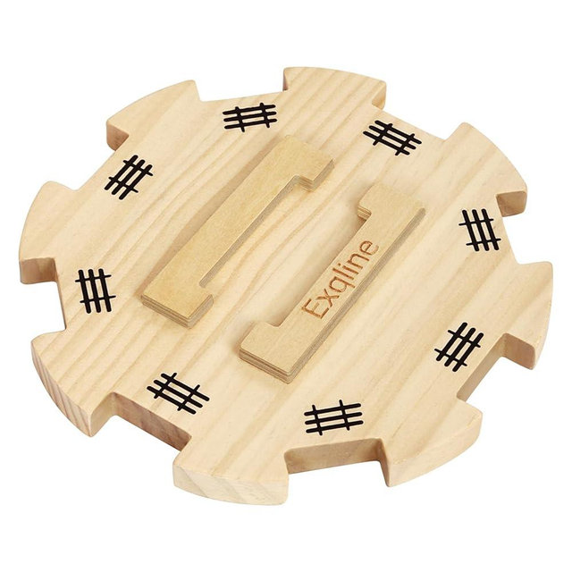 Exqline Wooden Hub for Mexican Train Dominoes with Felted Bottom Mexican Train Centerpiece Made of Superior Pine