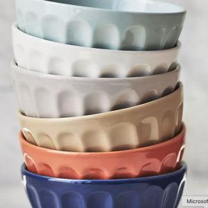 The Latte Stoneware Cereal Bowls, Assorted Set of 6: Amelie Edition
