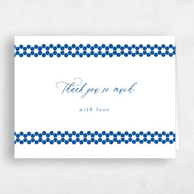 Cobalt Pattern 2, Blue Wedding Thank You - Clover Landscape