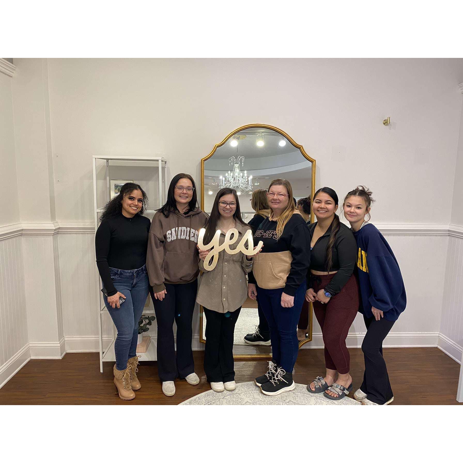 Said yes to my dress with my amazing bridesmaids and mother!