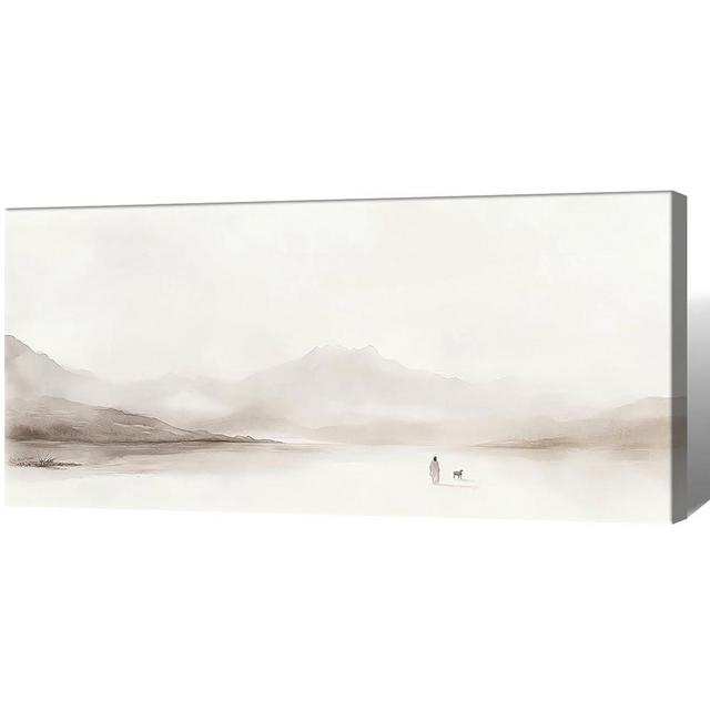 Minimalist Christ Posters Jesus Leaves The 99 Sheep Wall Art Beige Abstract Decor Vintage Jesus and Lamb Canvas Unique Christian Faith Aesthetic for Easter Prayer Living Room Decor 12x24ines Framed