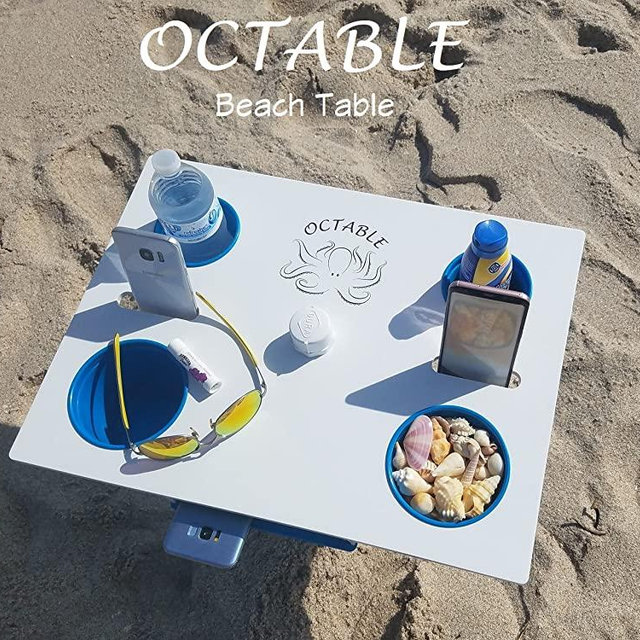 Octable Beach Table, Portable, Lightweight, Sturdy, Holds All Your Beach Necessities Right in Front of You, Great for Camping, Outdoor Concerts, Pool, Boat and RV