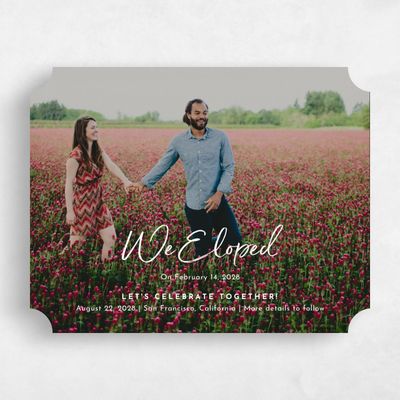 White Ticket Wedding Save the Date - Riverside Elopement