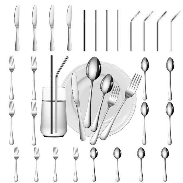 Gutuwellea 28 Pieces Silverware Service for 4 Flatware Set Stainless Steel Utensils Cutlery Set Dishwasher Safe
