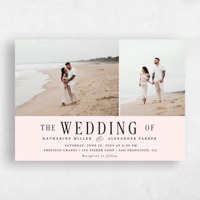 Lightest Blush, Pink Wedding Invitation - Dove Multiphoto