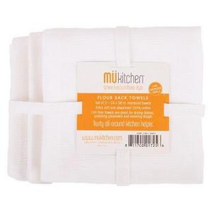 MU Kitchen - Flour Sack Towel White Green And Aqua Set of 9 - Mu Kitchen