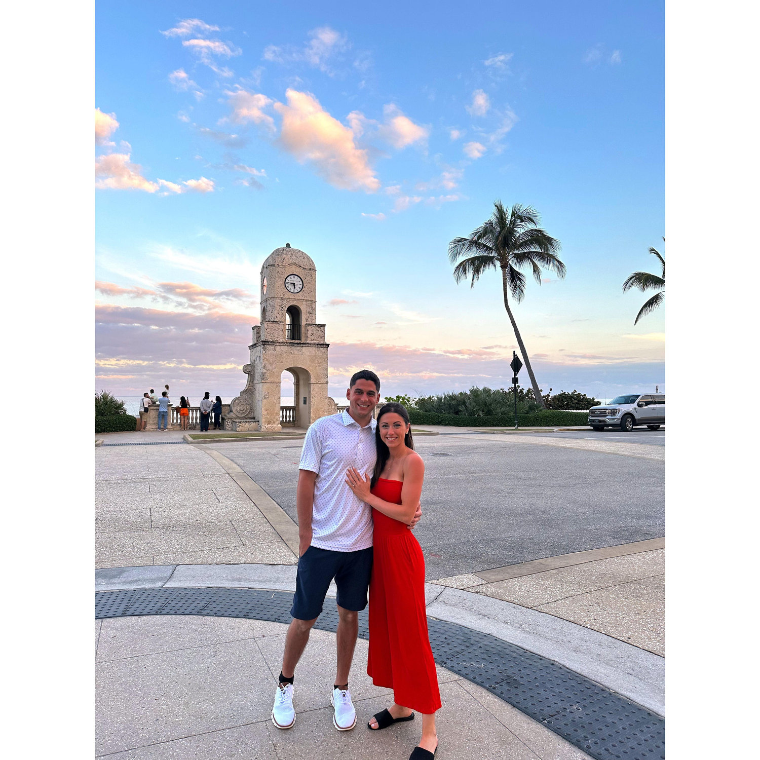 Right under that clock tower is where Anthony proposed to Leah