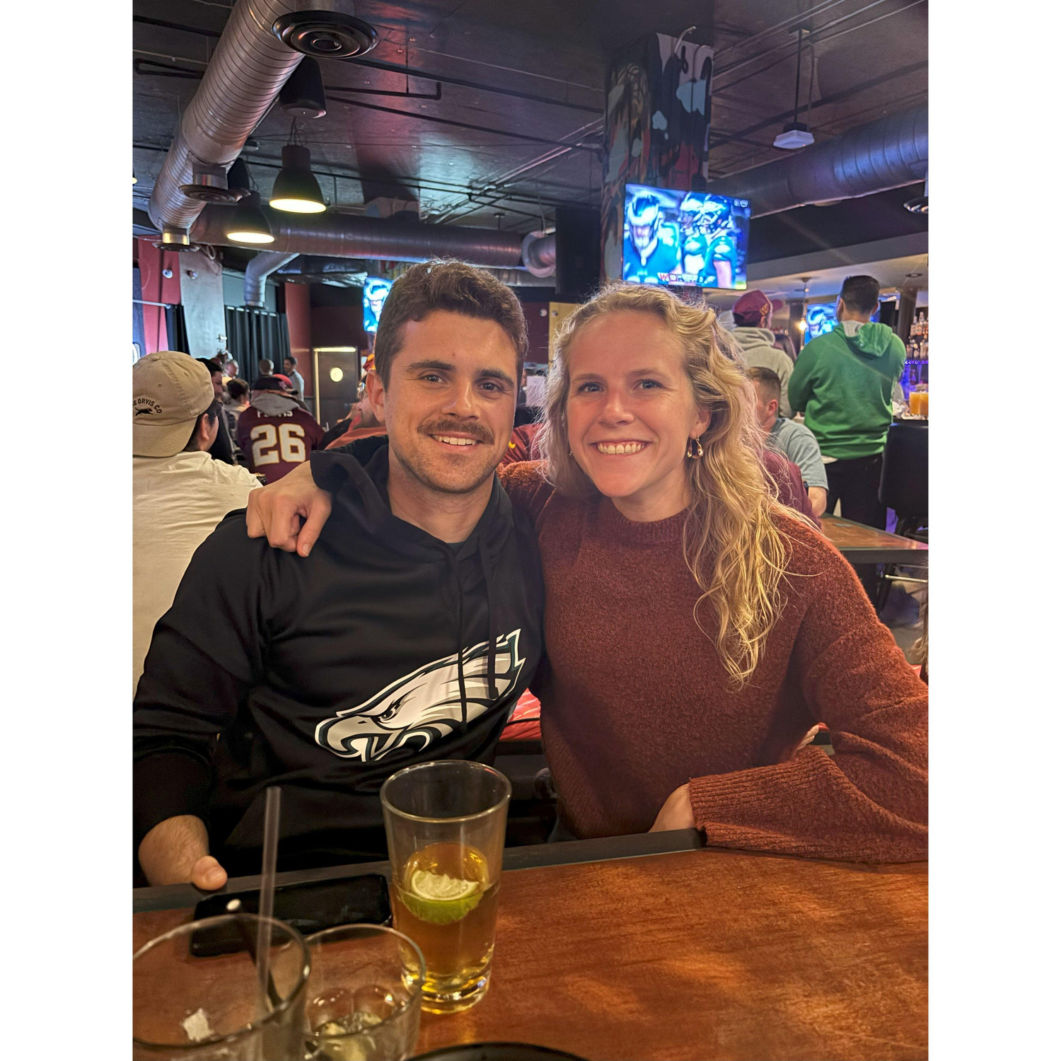Commanders-Eagles game-watching in Arlington.