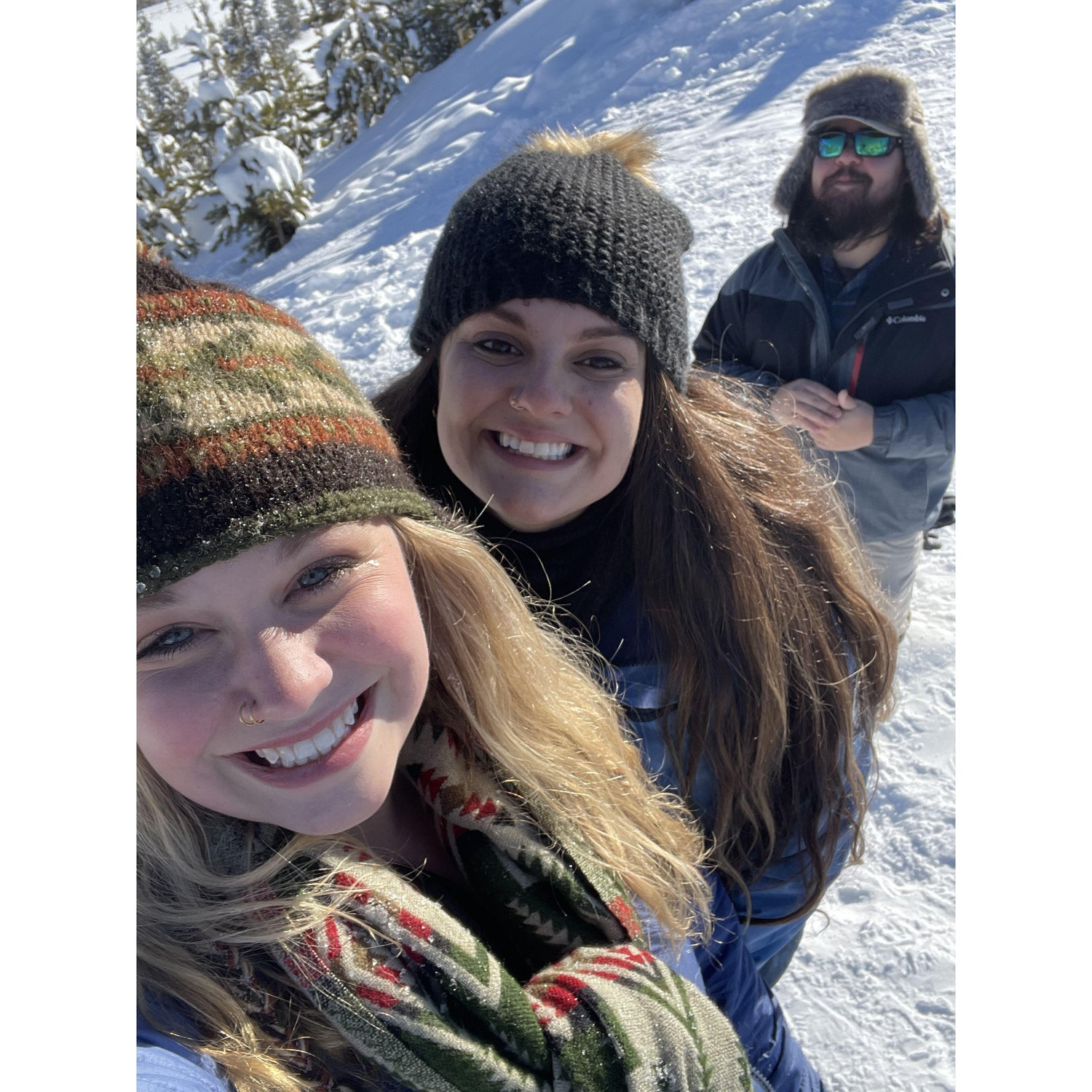 Hayley tricked me into taking selfies while Austin got down on one knee behind us!
