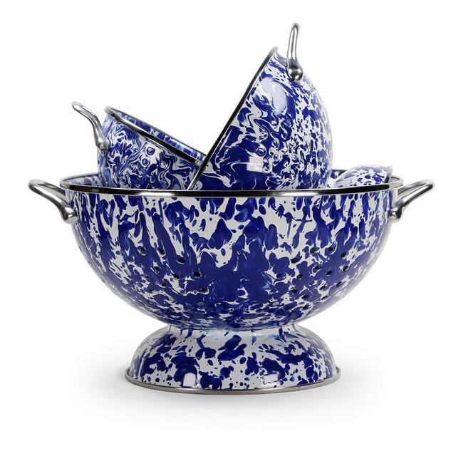 Enamel Colanders S/3 - Blue Speckle