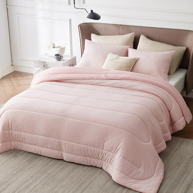 Bedsure King Comforter Set - Cooling and Warm Bed Set, Pink Reversible All Season Cooling Comforter, 3 Pieces, 1 King Size Comforter (102"x90") and 2 Pillow Cases (20"x36")