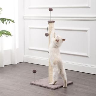 Rylie Farmhouse Sisal Pillar Cat Scratching Post with Fuzzy Toy & Spring Ball