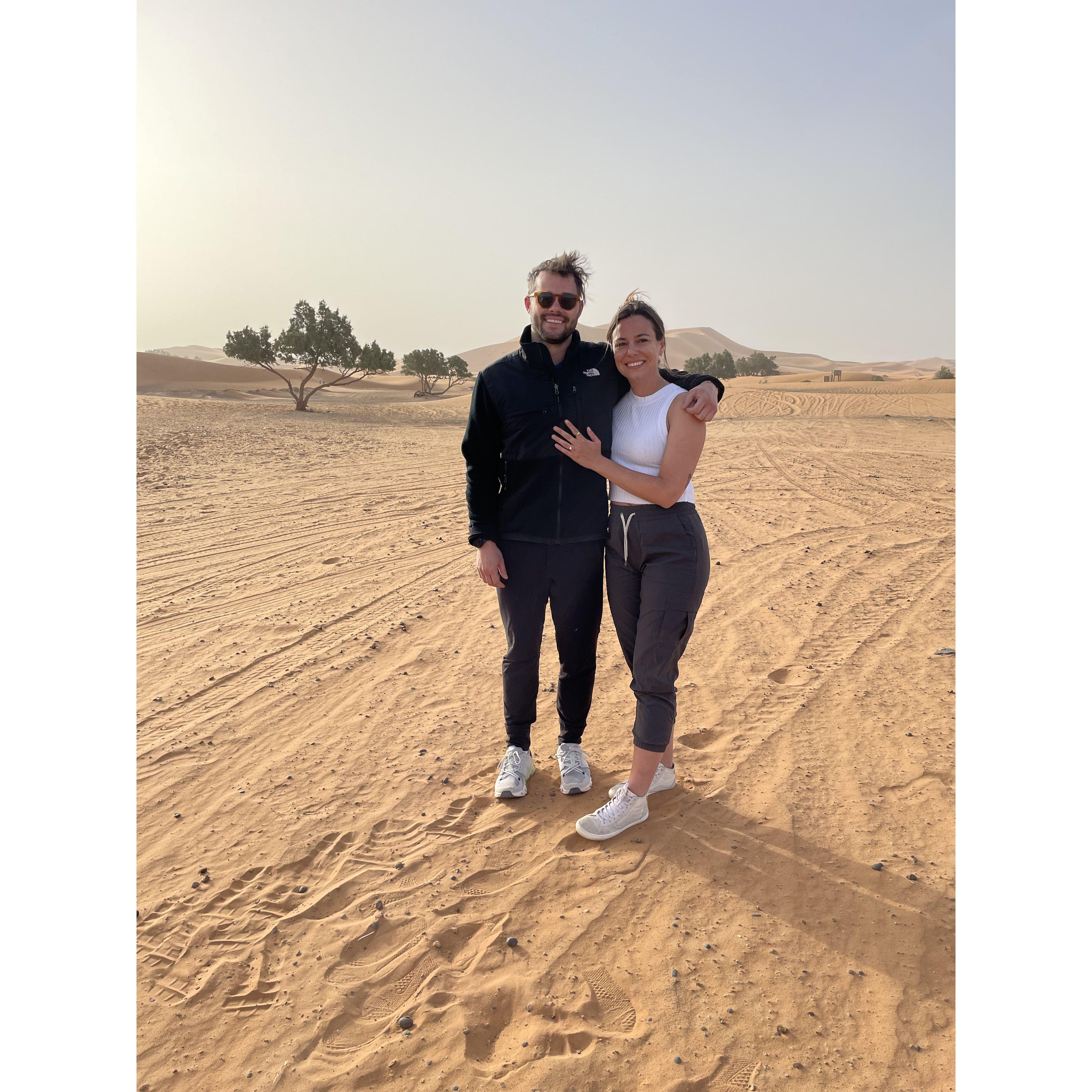In the Sahara Desert, the morning after our engagement!