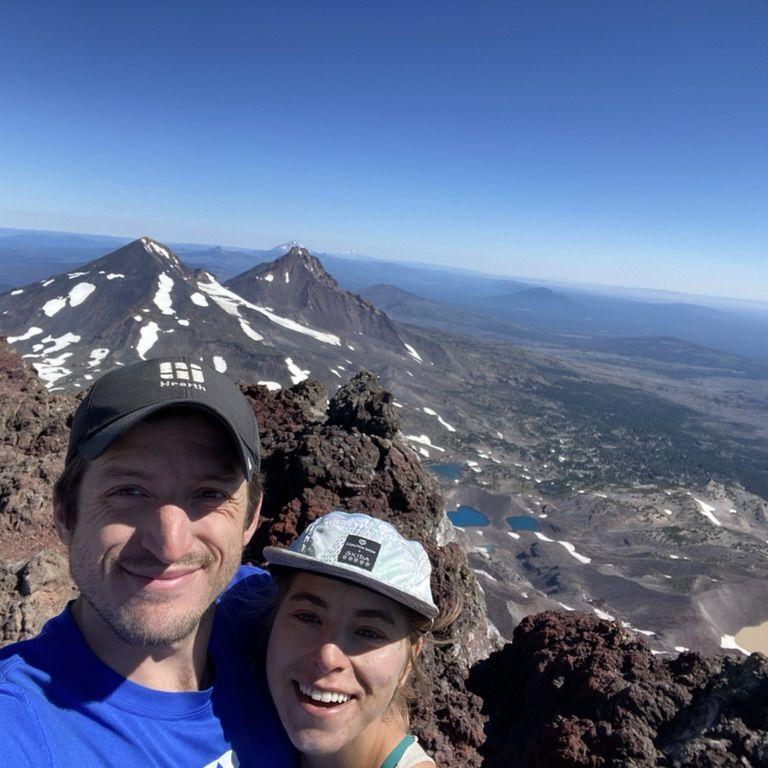 Our first long backpacking trip together – top of South Sister after the 3 sisters loop in Oregon