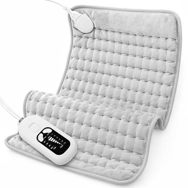 Deepsoon Heating Pad,Electric Heating Pads for Back,Neck,Abdomen,Moist Heating Pad for Shoulder,Knee,Arms,Legs,Dry/Moist Heat & Auto Shut Off,Christmas Gifts for Men and Women,White Gray,24x12 Inch