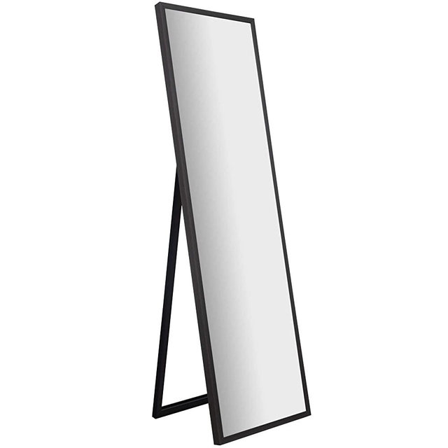 Everly Hart Collection 16" x 57" Full Length Graywash Floor Free Standing Easel Mirror, Gray