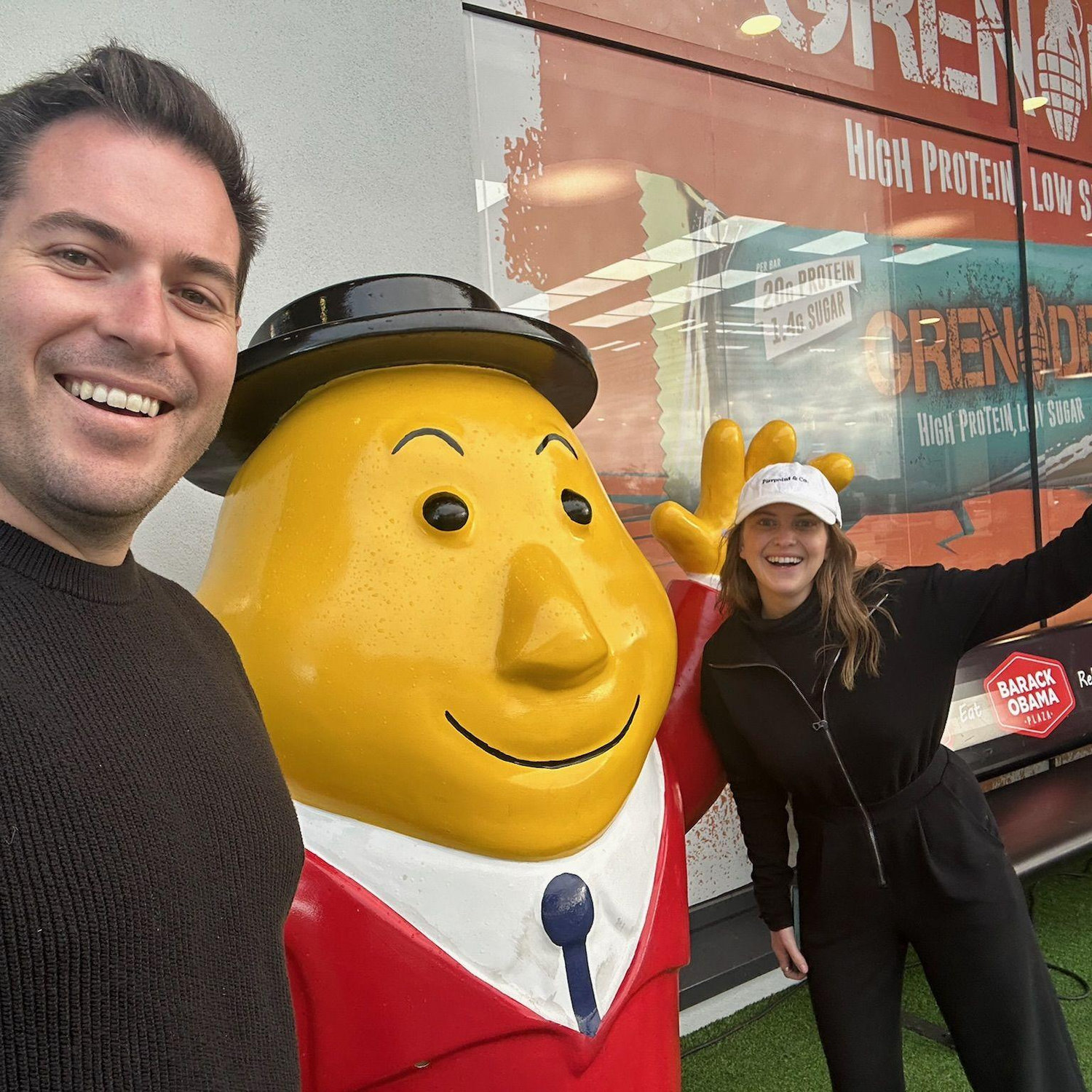 With  the beloved Mr. Tayto at the Barack Obama rest stop