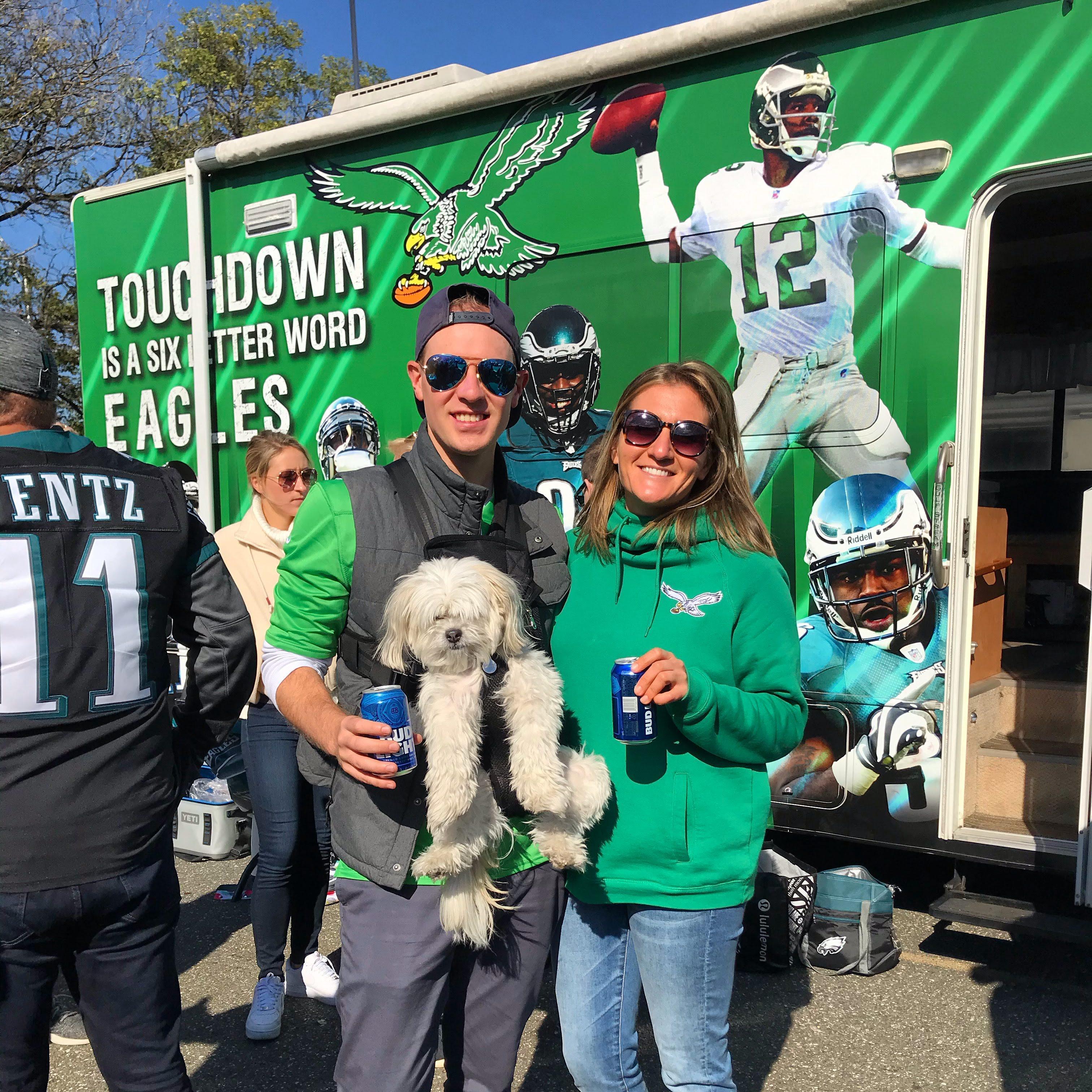 Tailgating with our favorite people (and our favorite scruffy pup!)