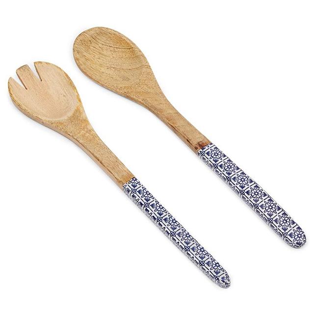 Wooden Salad Serving Set, Kitchen Utensils for Cooking (2 Pieces)