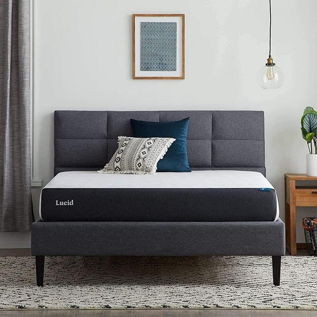 Lucid 8 Inch Gel Memory Foam-Mattress – Plush Feel – Gel Infusion – Hypoallergenic Bamboo Charcoal – Breathable-Cover