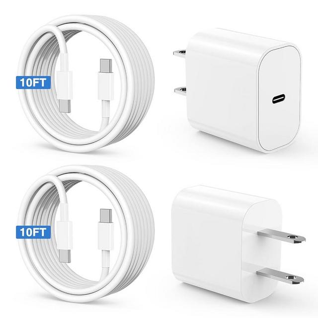 Susnwere iPhone 15 Charger 10 Ft with 20w USB C Charger Block,2-Pack 20W Fast Wall Charger for 15/15 Pro/Pro Max/iPad Pro AirPods/Samsung and More, with 2 Pack 10ft USB-C Cable