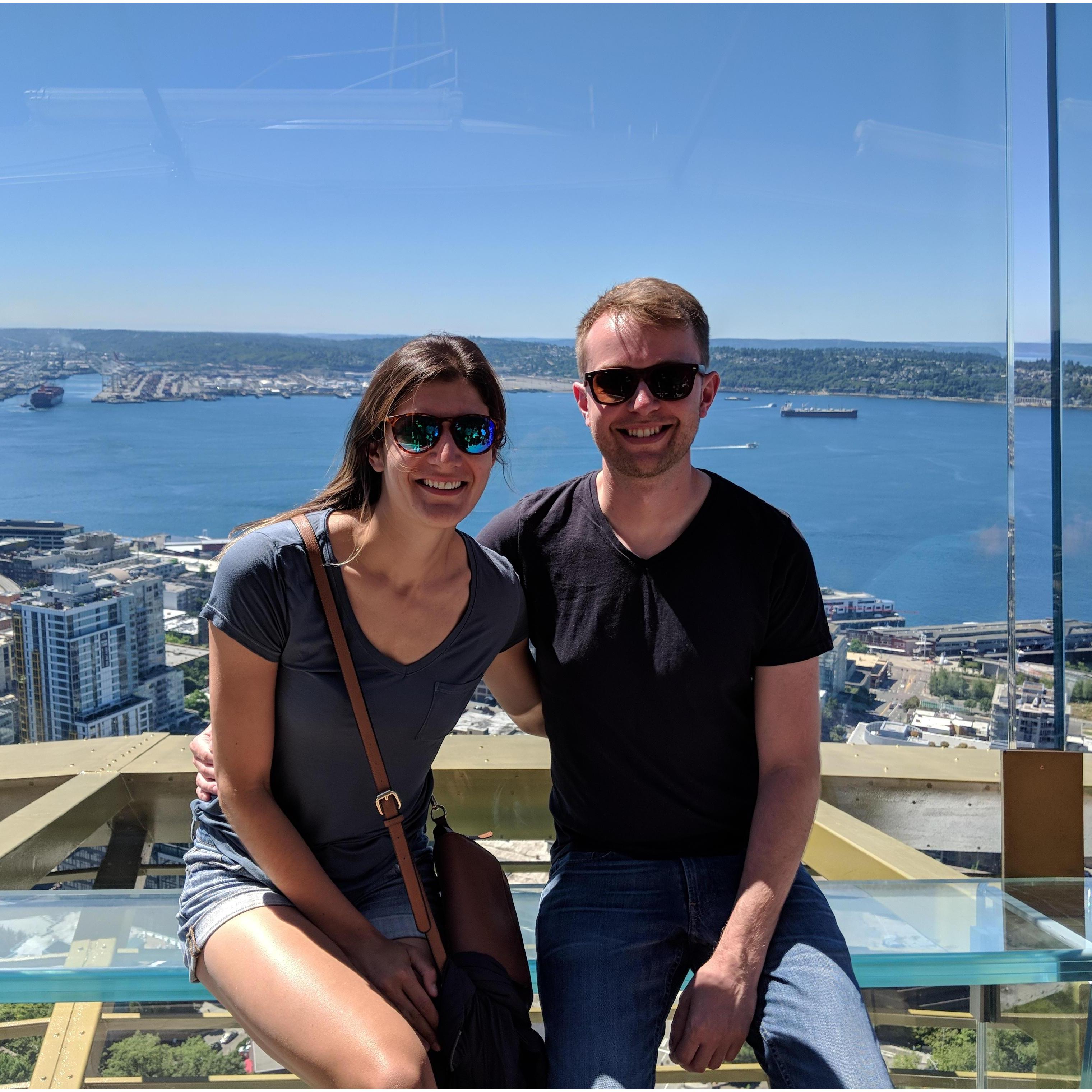 On top of the space needle in Seattle
