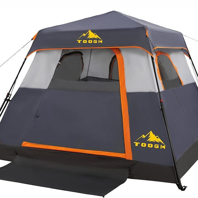 Toogh 3/4 Person/6 Person Camping Tent Fast Cabin Tent with Instant Setup Tent, Weatherproof Tent Easy Quick Set Up & Pop Up in 60 Seconds with Rainfly Backpack for Family Camping,Upgraded Ventilation