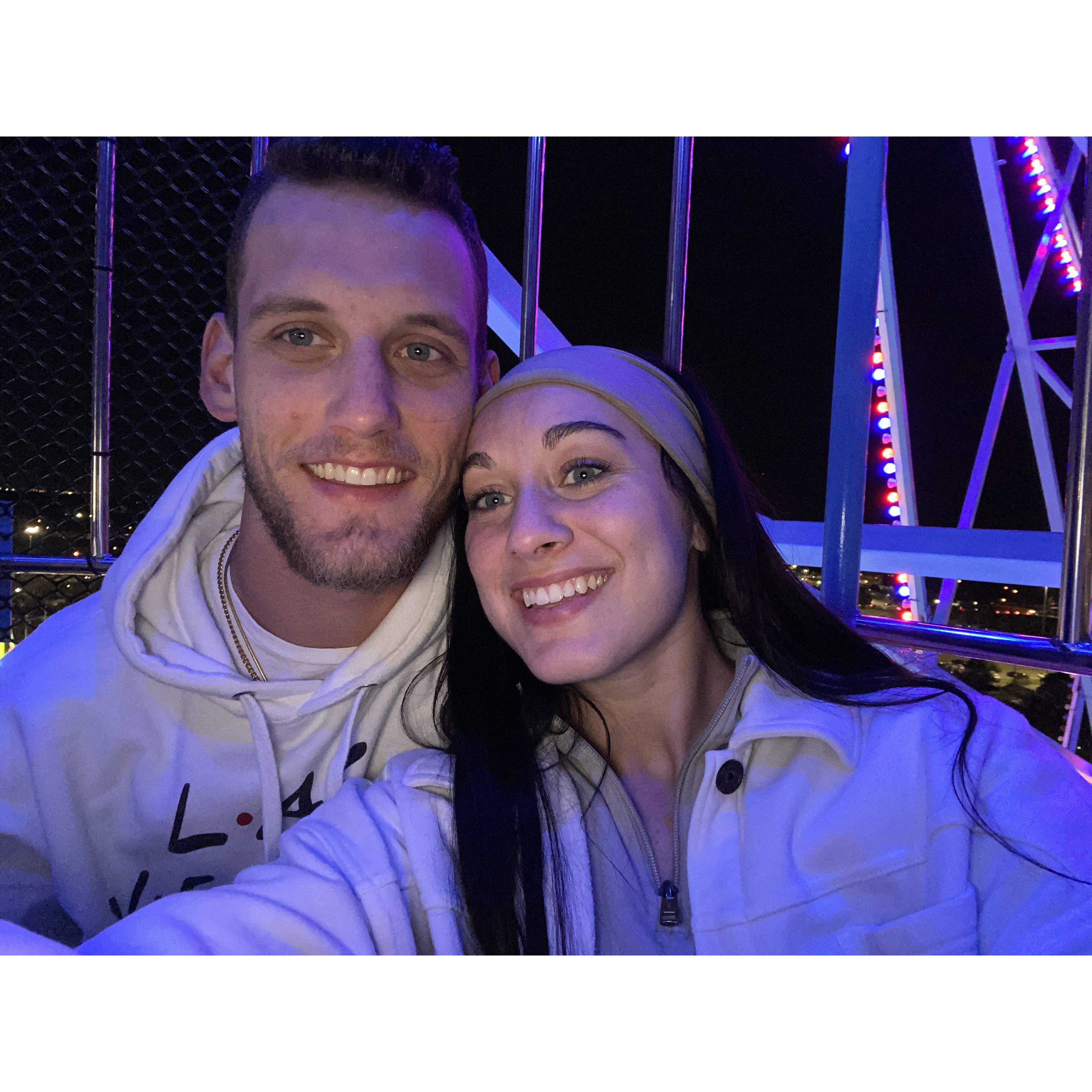 Us at the Texas fair on the ferris wheel