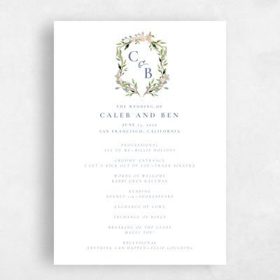 White Wedding Program - Dover