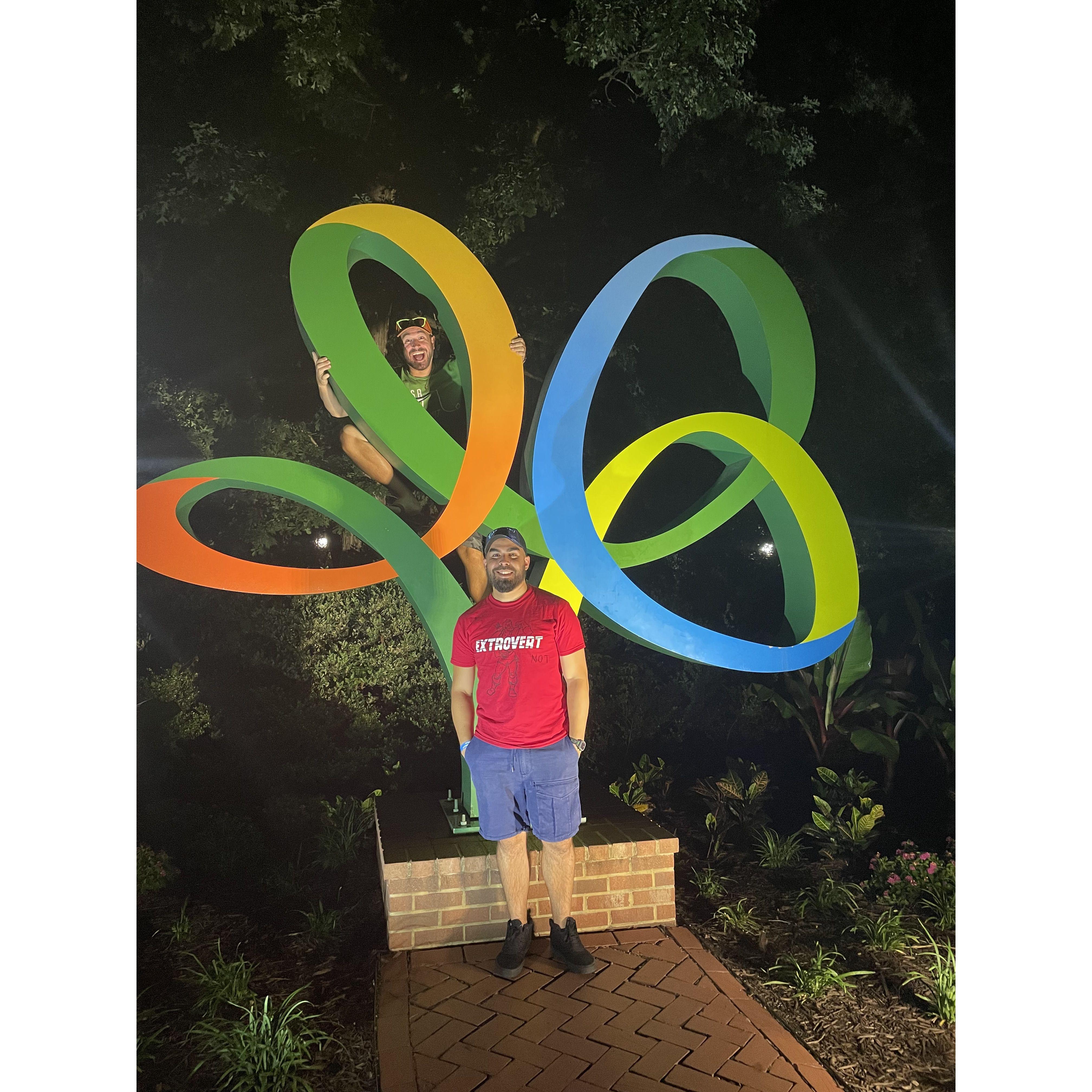 I got to go to Busch Gardens in Williamsburg for my birthday, and just couldn't resist climbing on stuff...