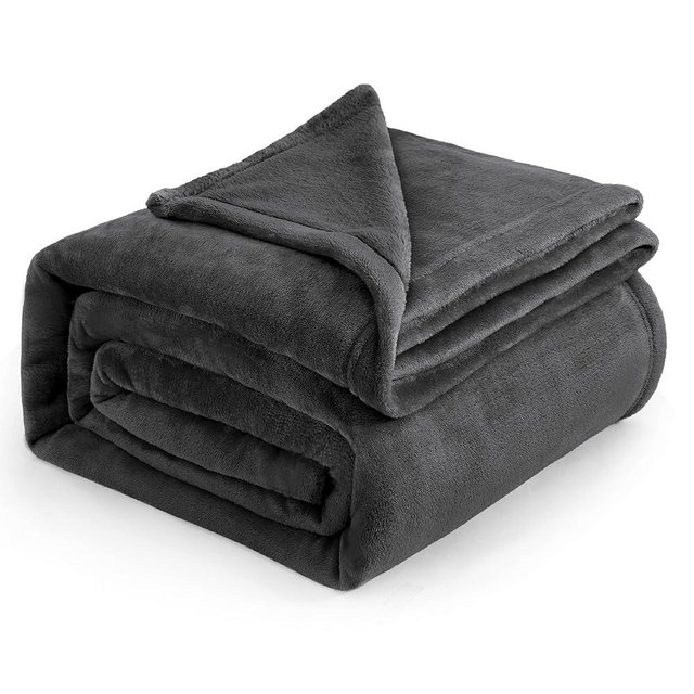 Bedsure Fleece Blanket California King Size Charcoal - Lightweight Plush Fuzzy Cozy Soft Bed Blankets, 102x96 inches