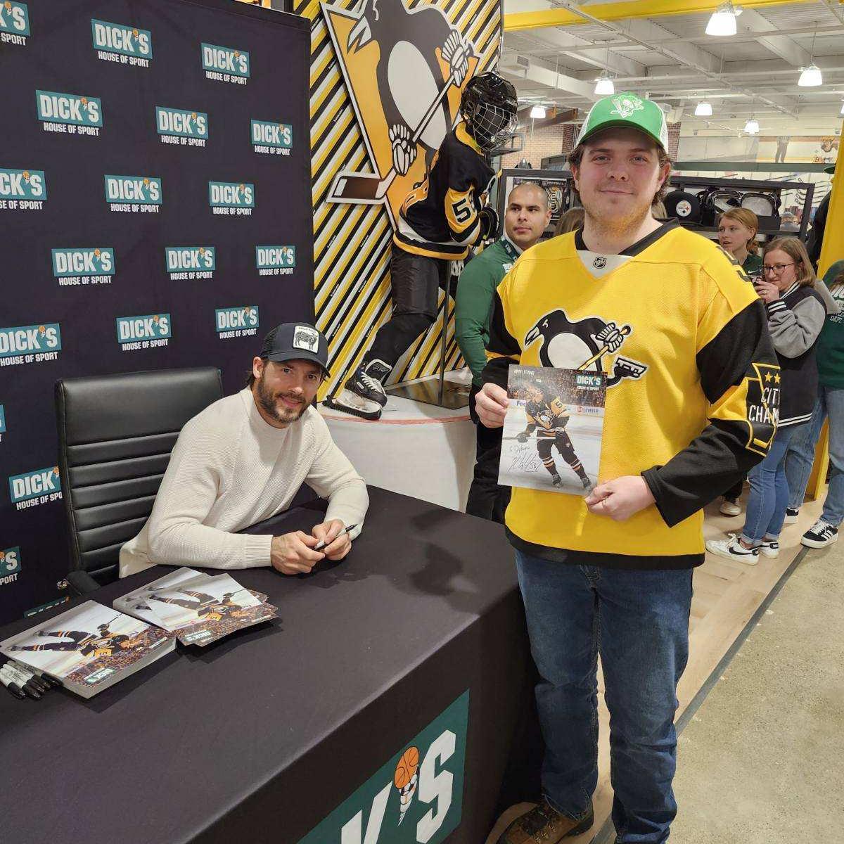 Dylan Got to Meet Pittsburgh Penguin Player Defenseman Kris Letang "Tanger" at the Dick`s House of Sports Grand Opening! Plus Got His Autograph! On April 5th 2024!