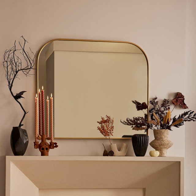 Streamline Wide Arch Mirror, Antique Brass, Metal, 42x36 inches