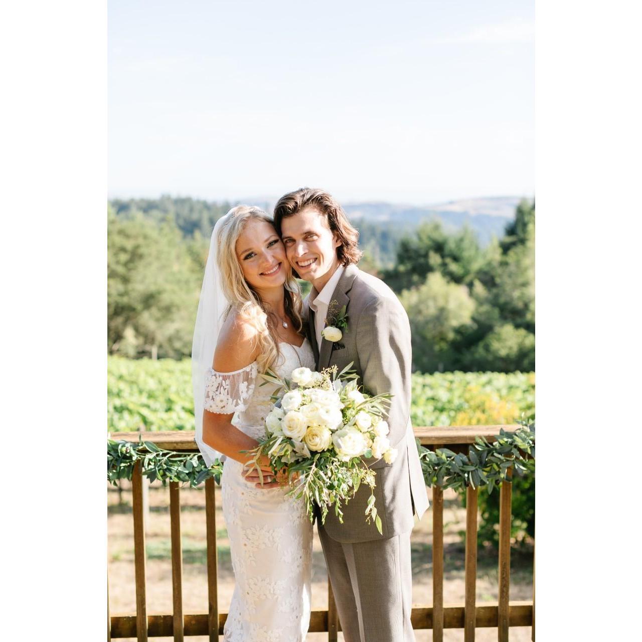 Just Married! This photo was captured just after our intimate "minimony" ceremony at the Sheets Family home in Occidental, CA on our original wedding date of August 15, 2020. Adriana Klas Photography.