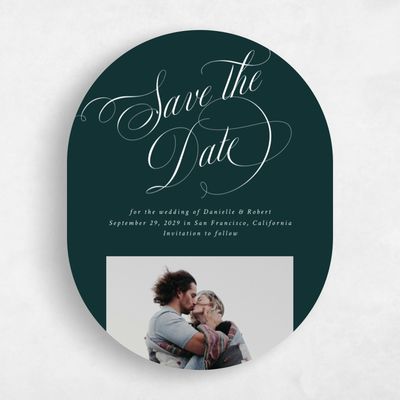Green Oval Wedding Save the Date - Hunter Portrait
