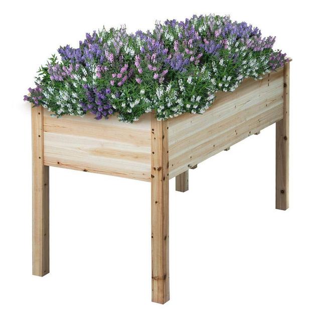 Yaheetech Wooden Raised/Elevated Garden Bed Planter Box Kit for Vegetable/Flower/Herb Outdoor Gardening Natural Wood, 48.8 x 23 x 29.9'' (LxWxH)