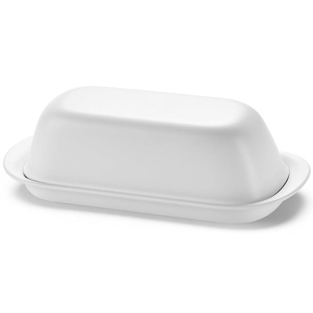 Butter Dish with Lid, Butter Keeper for Countertop, Airtight Butter Dish, Plastic Butter Keeper Tray for West/ East Coast Butter, Dishwasher Safe(White)