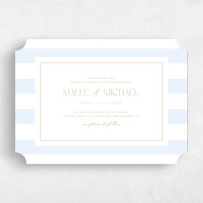 Blue Ticket Wedding Invitation - Cancun Landscape