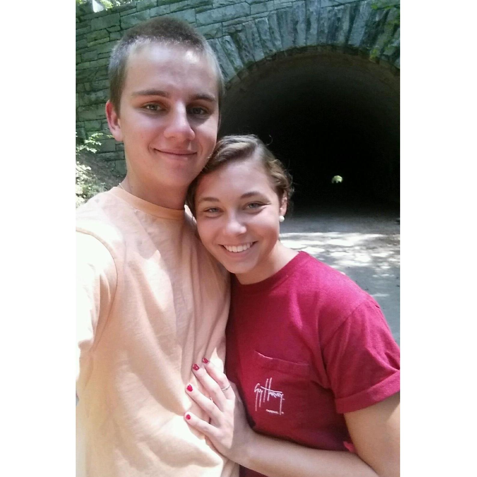 Our very first picture together at "The Road to Nowhere" in Bryson City, NC