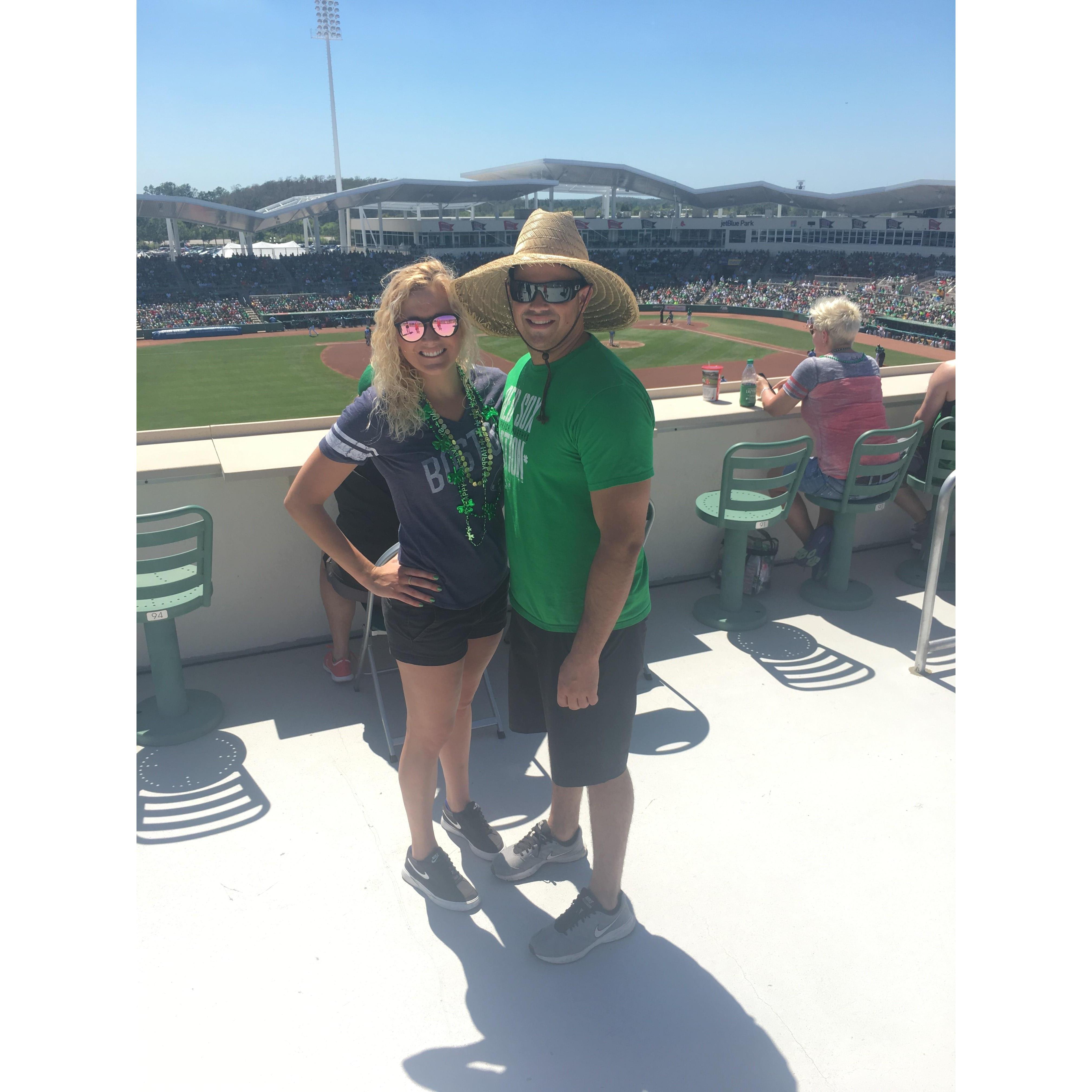 Boston Red Sox game on St. Patrick's Day 2018 on the Green Monster.