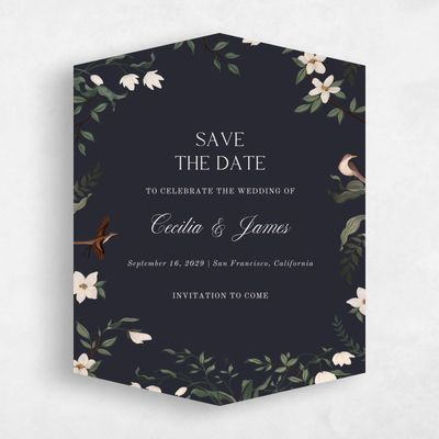 Black Diamond Wedding Save the Date - Oiseau Portrait