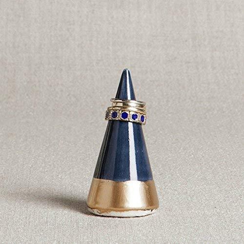 Minimalist Ceramic Ring Holder Navy and Gold