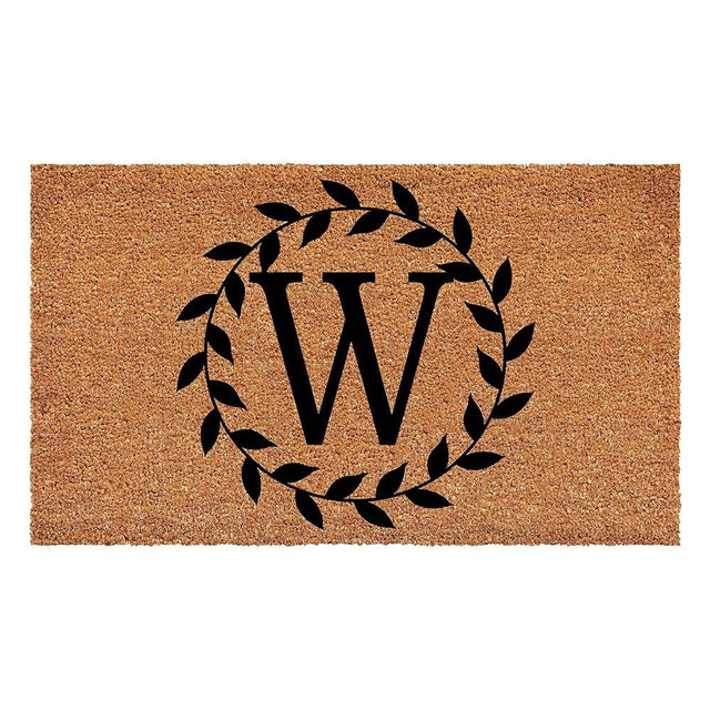 Calloway Mills Laurel Wreath Monogram Doormat, Letter (W, 24" x 36")