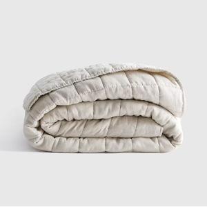 European Linen Box Quilt - Sand, Full/Queen