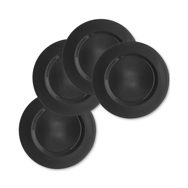 American Atelier Sunray Black Glass Charger Plate 13", Set of 4