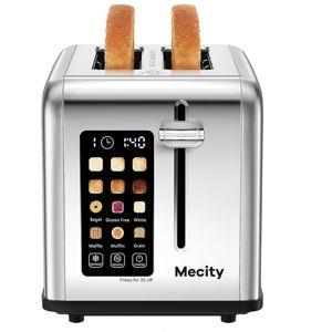 Mecity 2 Slice Toaster Touch Screen 1.5" Wide Slot, Stainless Steel Smart Bread Toaster for Bagel Muffin Waffle Gluten Free Breads, Timer, Defrost, Reheat, 120V 825W