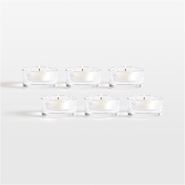 Essential Modern Short Glass Tealight Candle Holder, Set of 6