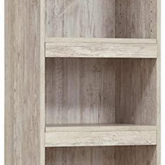 Signature Design by Ashley Willowton Coastal Entertainment Center Pier Bookcase with 3 Adjustable Shelves, Whitewash
