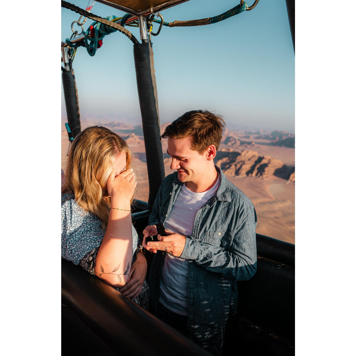 Our engagement in a hot air balloon at 5 am in Jordan!